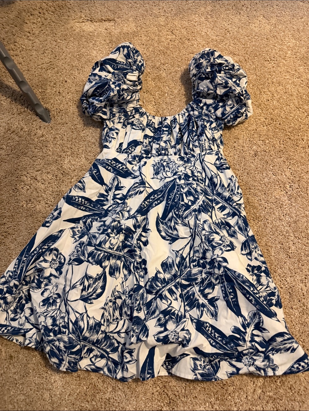 Abercrombie & Fitch White Dress with Navy Floral Print